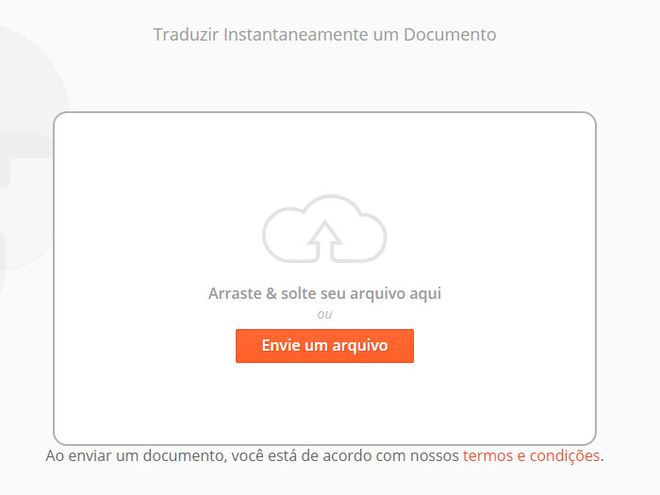 Envie ou arraste um documento para a área indicada (Captura de tela: Matheus Bigogno)