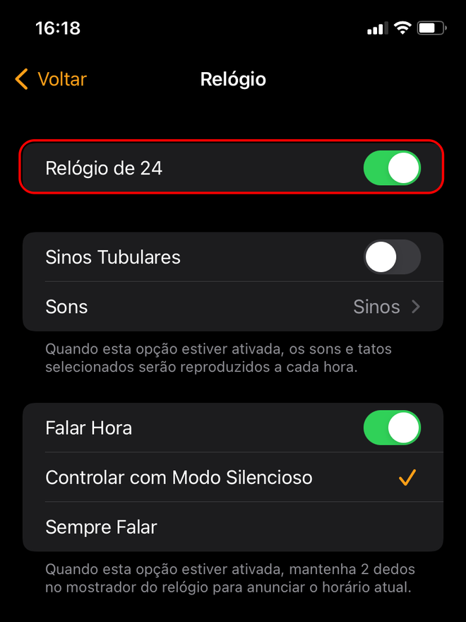 Altere o sistema horário do relógio para o padrão brasileiro - Captura de tela: Thiago Furquim (Canaltech)