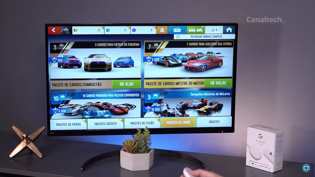 Jogo rodando no Google TV (Reprodução/YouTube Canaltech)