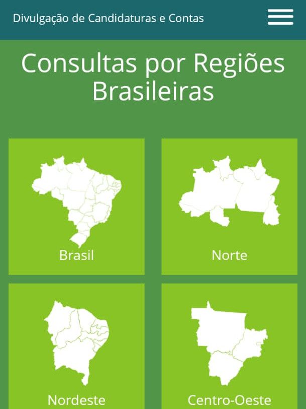 Acesse o site Divulgação de candidaturas e contas eleitorais e escolha a sua região (Captura de tela: Matheus Bigogno)