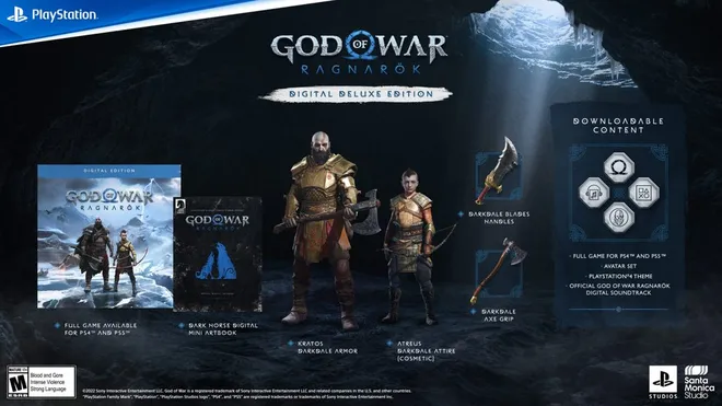 Edição Digital Deluxe de God of War Ragnarök inclui recompensas cosméticas. (Imagem: Divulgação/PlayStation)