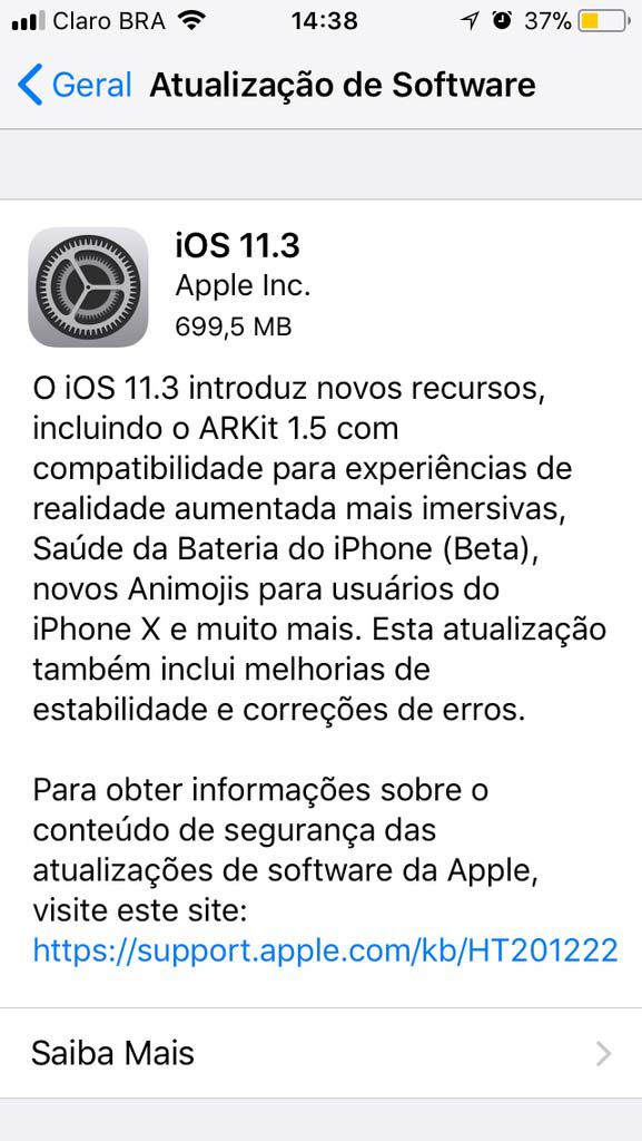 iOS 11.3 já está disponível com gerenciamento de bateria e app TV para o Brasil