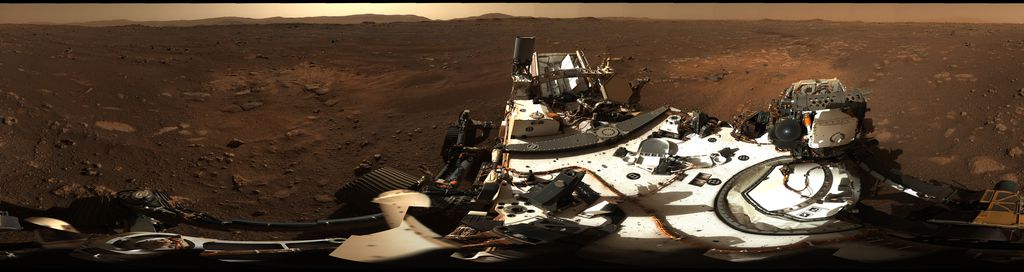 Panorama feito durante o terceiro dia marciano da missão (Imagem: Reprodução/NASA/JPL-Caltech/MSSS/ASU)