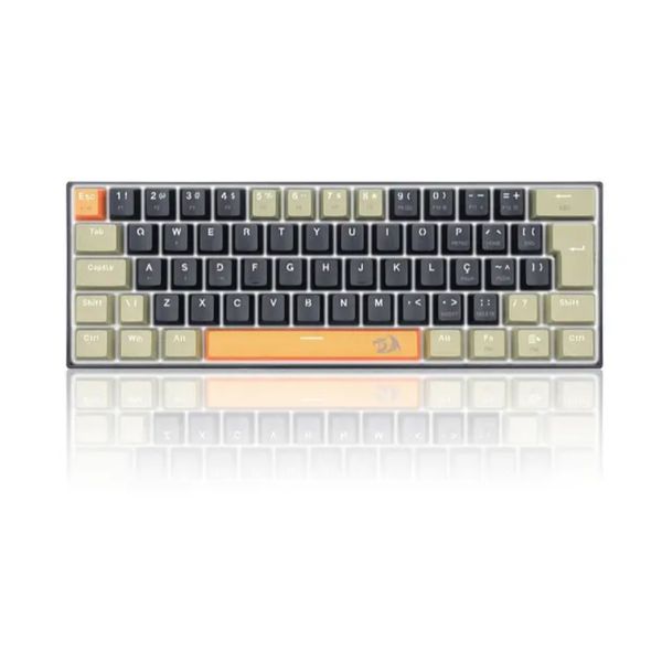 Teclado Gamer Redragon Lakshmi, Switch Brown, Layout 60%, ABNT2, Preto - K606-OG&BK&GY (PT-BROWN) | CUPOM EXCLUSIVO