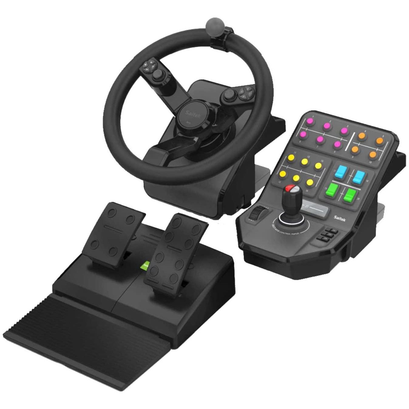 Volante De Simula o Pedais E Deck De Controle Do Painel Lateral Heavy 