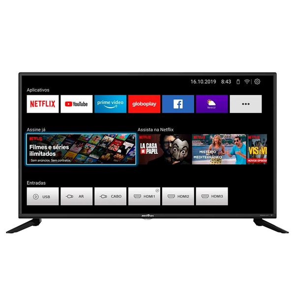 Smart TV Britânia 42´ LED Full HD, 3x HDMI, com WiFi, Dolby Audio, Netflix e Loja de Aplicativos, Preto - BTV42G70N5CF [CUPOM]