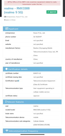 Realme 9 no NBTC