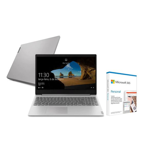 Notebook Lenovo Dual Core 4GB 128GB SSD Tela 15.6” Windows 10 Ideapad S145 81WT0006BR + Microsoft 365 Personal