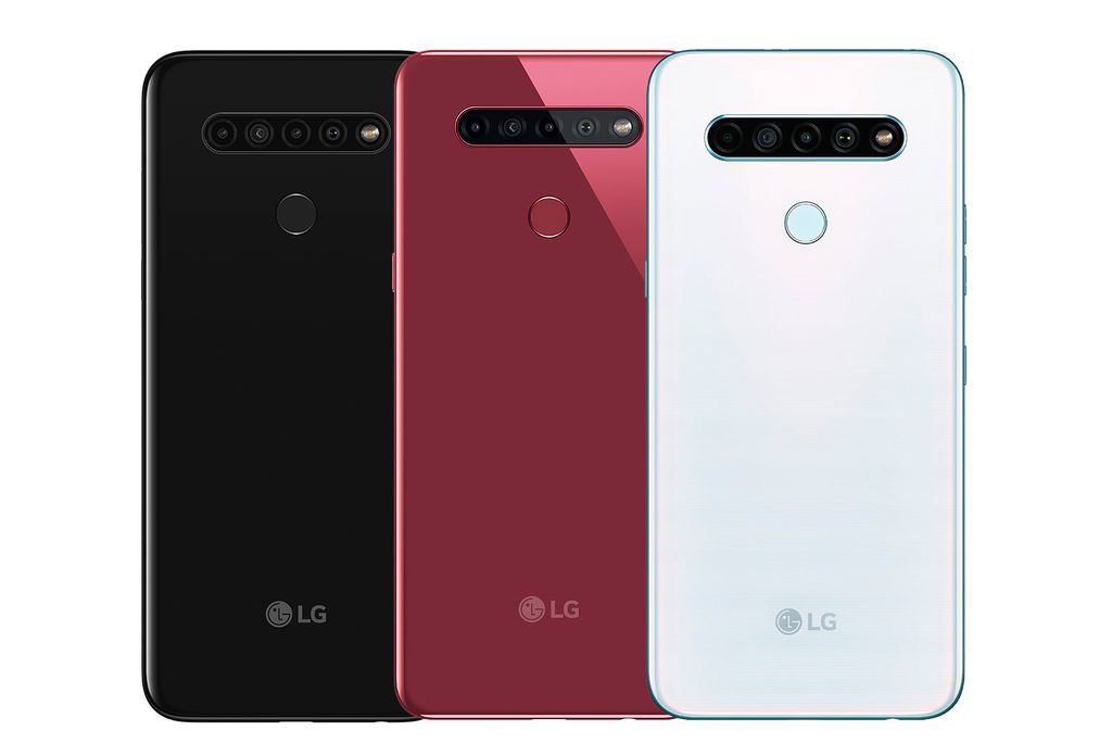 LG K41s, K51s e K61 com suas cores exclusivas: design igual para os três (Foto: Divulgação)