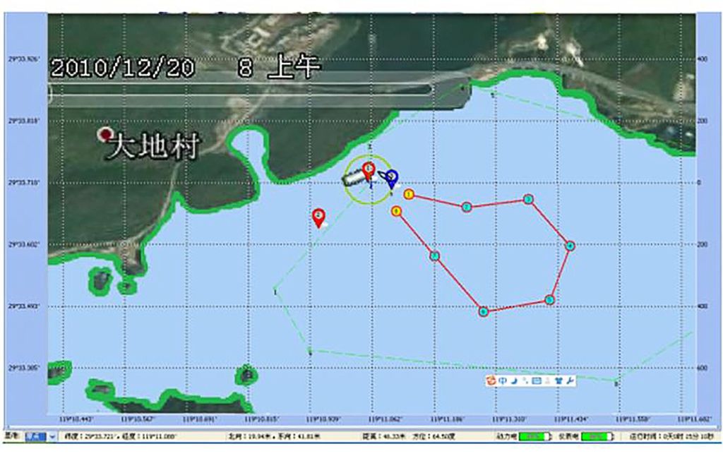 Possível local dos testes com o drone subaquático próximo ao Estreito de Taiwan (Imagem: Reprodução/Harbin Engineering University)