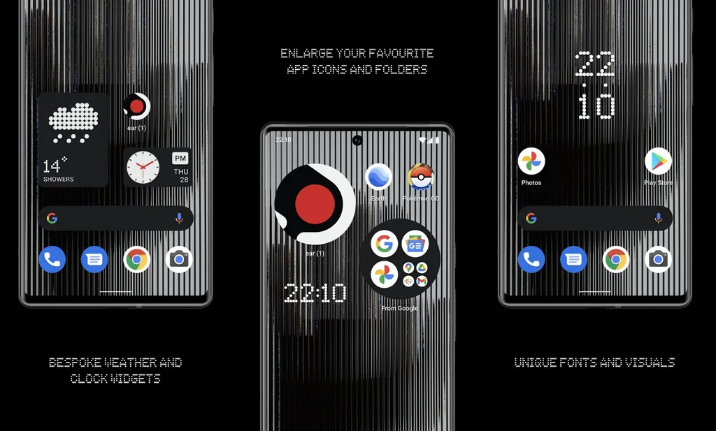 Empresa já apresentou "Nothing Launcher" com widgets e fontes customizadas que serão vistos no Nothing Phone (Imagem: Reprodução/Nothing)