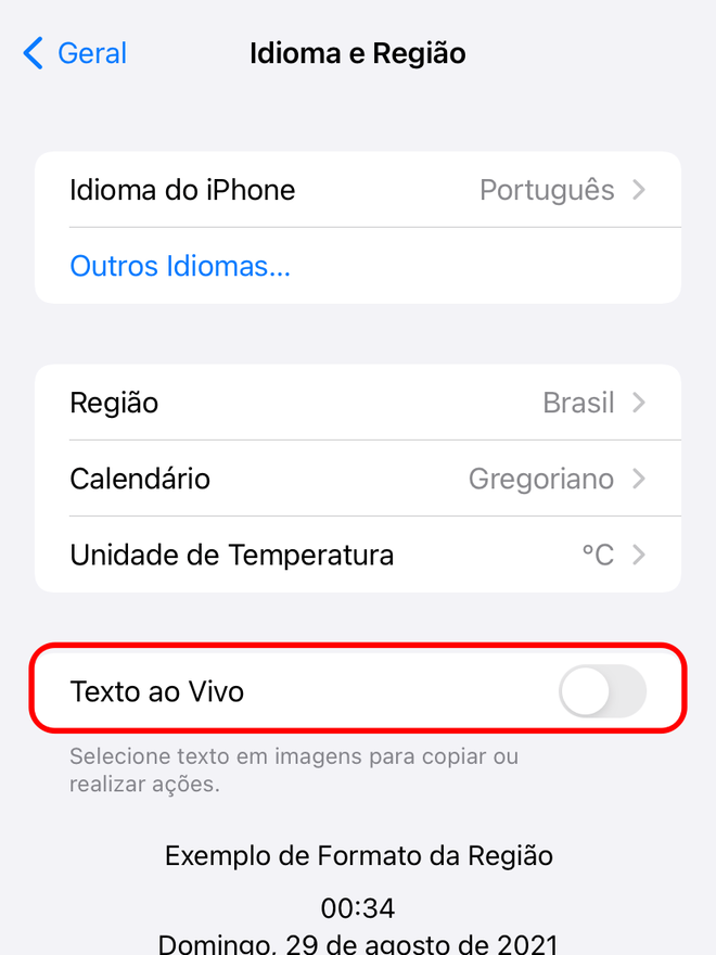Desabilite o Texto ao Vivo no dispositivo - Captura de tela: Thiago Furquim (Canaltech)
