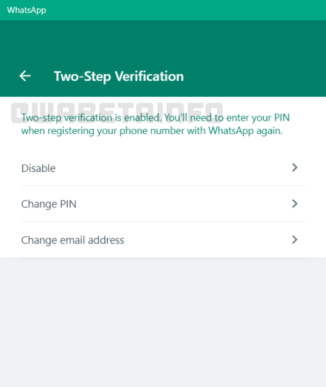A autenticação de dois fatores do WhatsApp poderia ser ajustada no PC (Imagem: Reprodução/WABetaInfo)