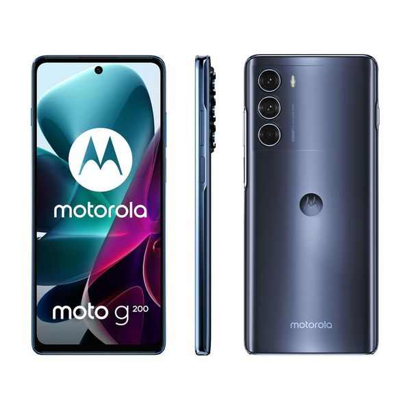 Smartphone Motorola Moto g200 256GB Azul 5G - Octa-Core 8GB RAM 6,8” Câm. Tripla + Selfie 16MP [CUPOM]