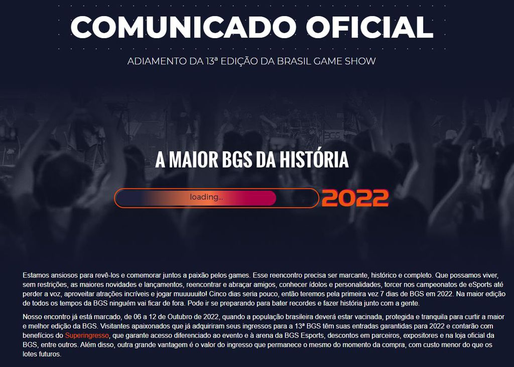 Brasil Game Show é adiada e terá evento de uma semana em 2022