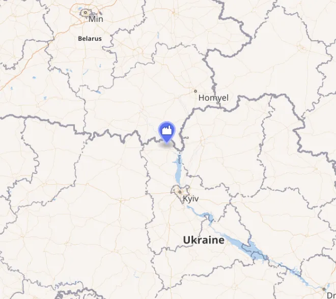 Indicação do local da usina de Chernobyl (Imagem: Captura de tela/Google Maps)