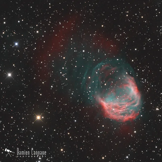 A Nebulosa da Medusa é uma nebulosa planetária, formada pela morte de uma estrela de pouca massa (Imagem: Reprodução/Damien Cannane)
