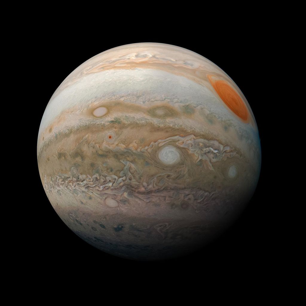 O maior planeta do Sistema Solar, Júpiter, capturado pela sonda Juno (Imagem: Reprodução/NASA/JPL-Caltech/SwRI/MSSS)