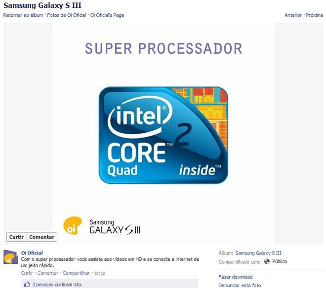 Erro da Oi ao anunciar um processador Intel Erro da Oi ao anunciar um processador Intel