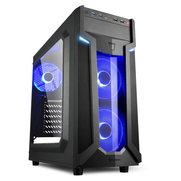 Gabinete Gamer Sharkoon VG6-W Blue ATX sem Fonte, USB 3.0, 3 Fans LED [À VISTA]