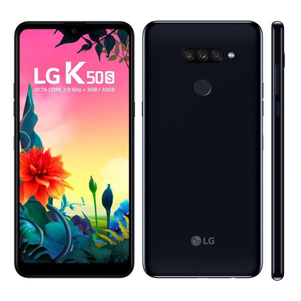 Smartphone LG K50S Preto 32GB, Tela 6,5" Narrow Notch HD+ FullVision, Inteligência Artificial, Câmera Tripla, Selfie de 13MP e Processador Octa-Core