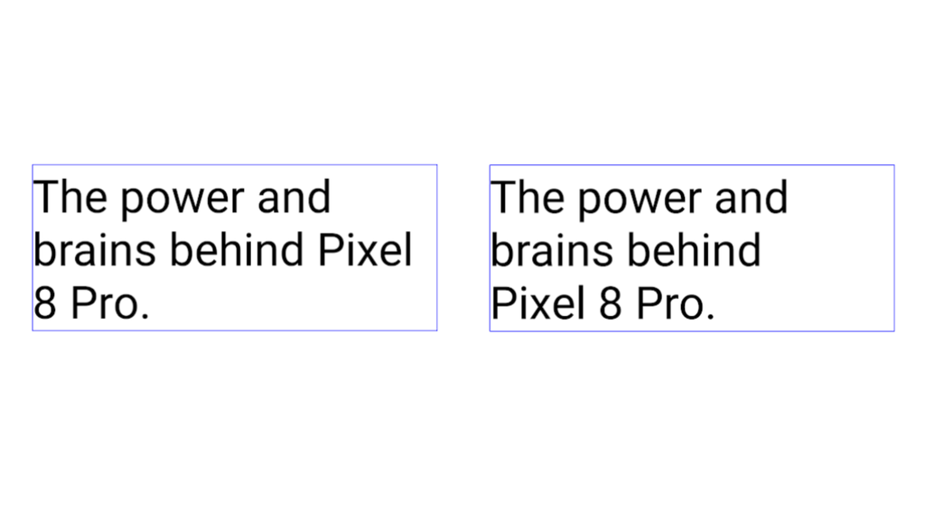Beta do Android 15 (à direita) melhora a quebra de texto para facilitar a leitura (Imagem: Divulgação/Google)