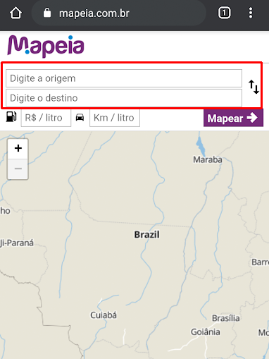 Informe os endereços da viagem (Imagem: André Magalhães/Captura de tela)