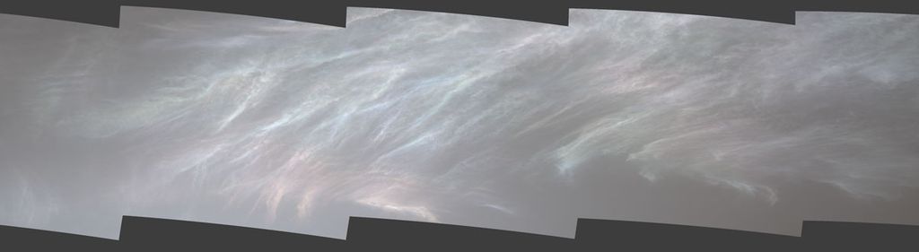 Nuvens coloridas observadas no céu de Marte (Imagem: Reprodução/ NASA/JPL-Caltech/MSSS)