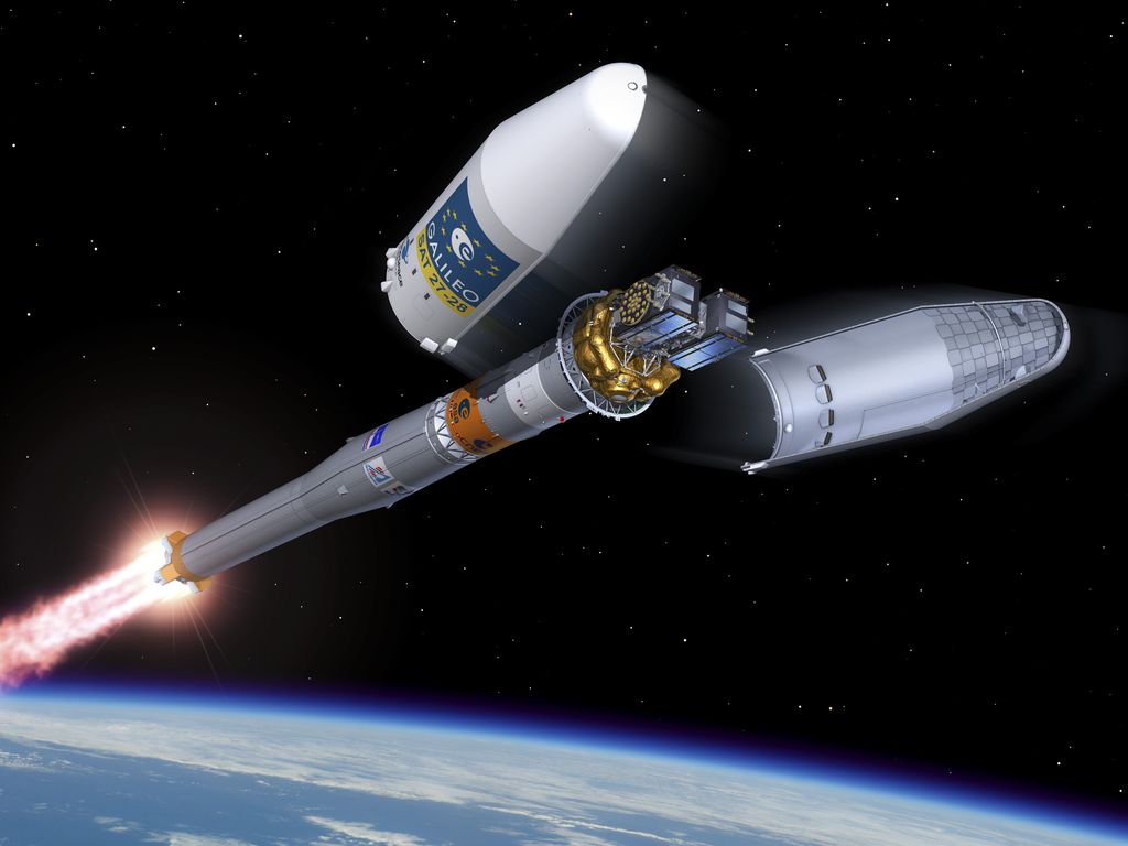 Implantação dos satélites Galileo 27 e 28, cerca de 4 horas após decolagem (Imagem: Reprodução/ESA/P.Carril)