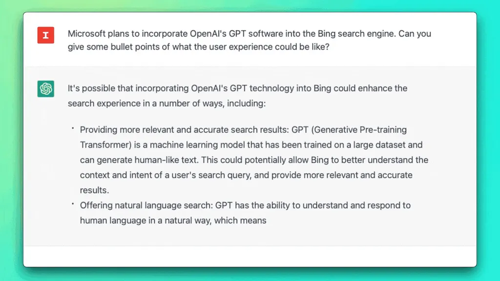 O ChatGPT deve ser incorporado ao Bing para acirrar a competição com o Google (Imagem: Reprodução/The Information)