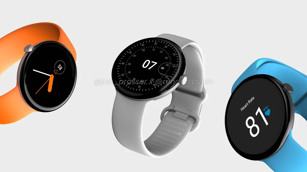 Pixel Watch deverá ter três cores, e várias opções coloridas para as pulseiras (Imagem: Jon Prosser)