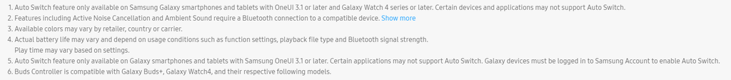 Várias restrições também são especificadas no site da Samsung (Imagem: Samsung/Site Oficial)