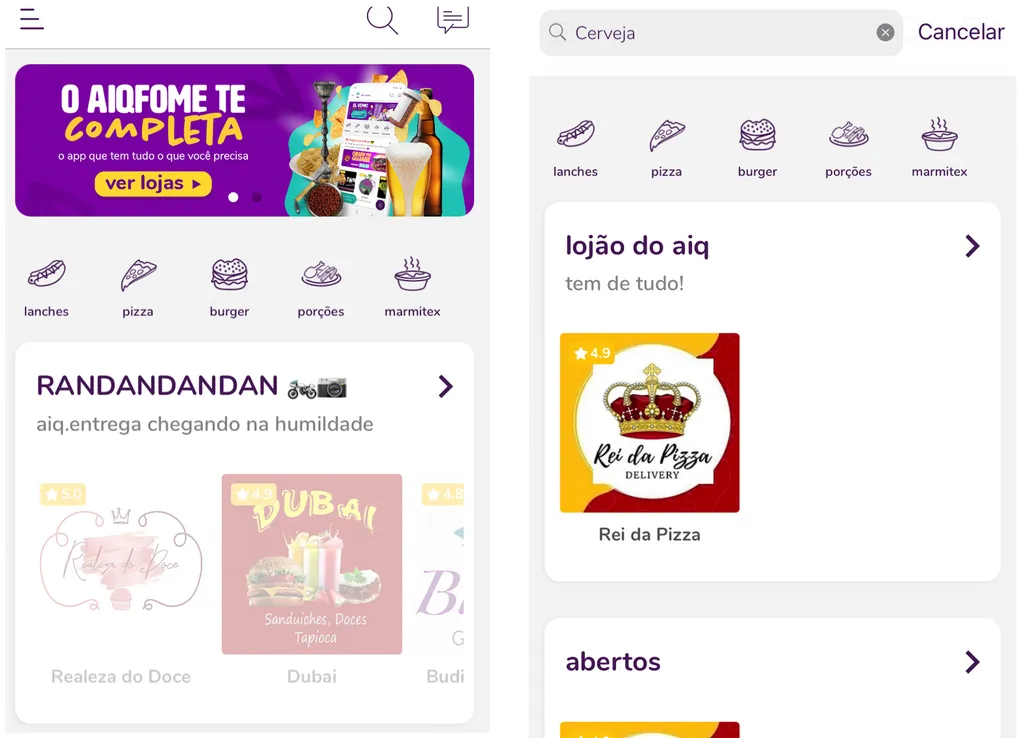 O aiqfome é o app de delivery do Magalu (Imagem: Captura de tela/Canaltech)