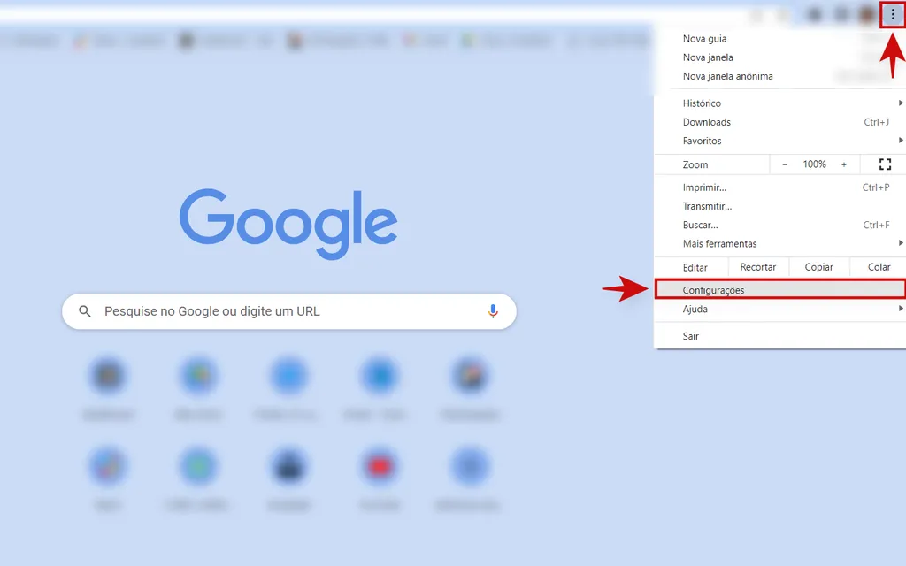 Para redifinir o Chrome para os ajustes originais, acesse o menu do navegador (Captura: Kris Gaiato)