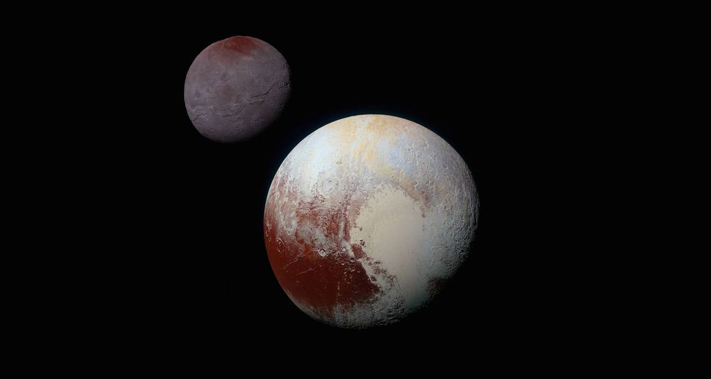 Plutão e sua maior lua, Caronte, registrados pela New Horizons em 2015 (Foto: NASA)