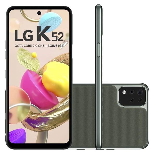 Smartphone LG K52 64GB 4G Octa-Core 3GB Câmera Quádrupla Selfie 8MP Verde