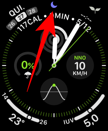 Ícone do Modo Não Perturbe no Apple Watch. Captura de tela: Lucas Wetten (Canaltech)
