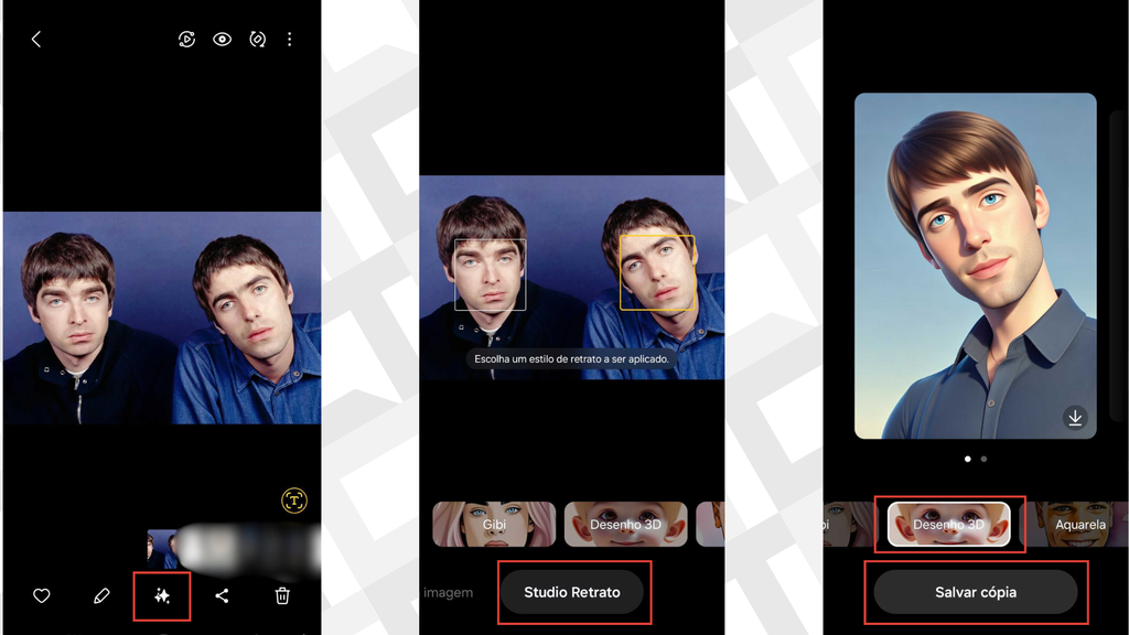 Passos para usar o Studio Retrato