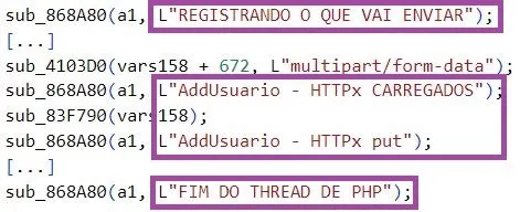 Comentários em português brasileiro em meio à programação de malware financeiro foram um dos indícios de uma operação maliciosa nacional, que mira bancos de Portugal (Imagem: Reprodução/SentinelOne)