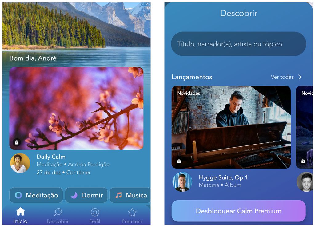 Versão do Calm para smartwatches traz sessões de meditação guiada (Captura de tela: André Magalhães)