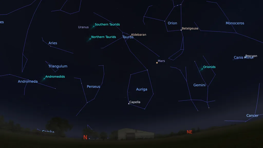 Simulação de como estará o céu em São Paulo por volta da meia-noite do dia 05 (Imagem: Captura de tela/Stellarium)
