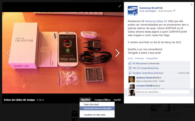 Sorteio falso da Samsung Sorteio falso da Samsung