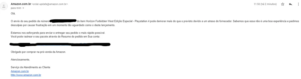 E-mail enviado para comprador que não recebeu jogo comprado antecipadamente no dia do lançamento (Imagem: Reprodução/Captura de tela/Canaltech)
