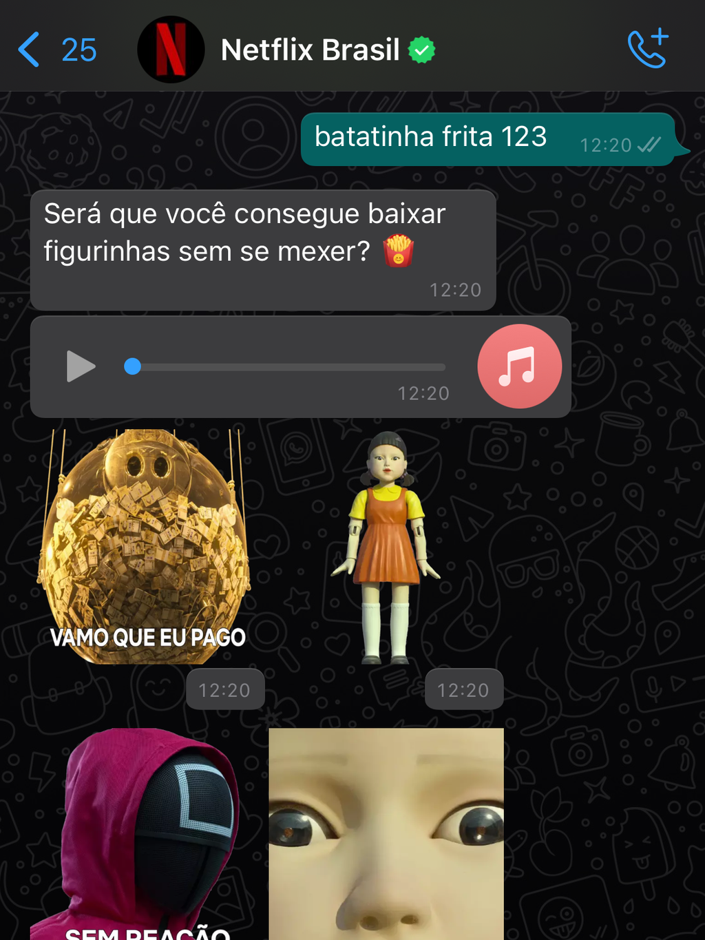 Batatinha frita 1 2 3: como baixar figurinhas de Round 6 para WhatsApp -  Canaltech