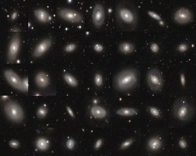 Exemplos de algumas galáxias em anel descobertas com a ajuda do Galaxy Zoo e do Zoobot (Imagem: Reprodução/Mike Walmsley/Colaboração Galaxy Zoo)