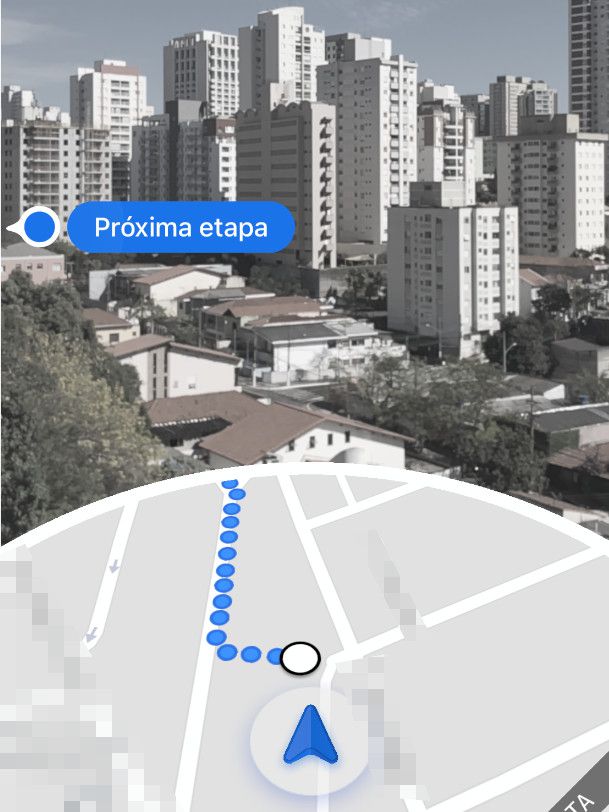 Aponte a câmera do celular para visualizar os indicadores do seu trajeto (Captura de tela: Bruno Salutes)