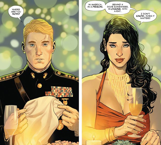 Mulher-Maravilha conversa com Steve em sua mente e se mantém sã com a força do amor (Imagem: Reprodução/DC Comics)