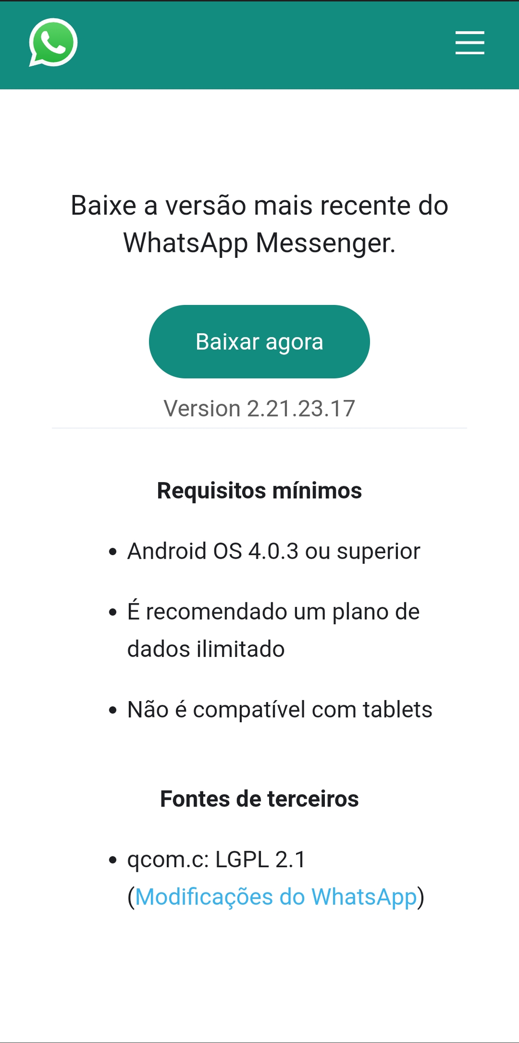 Baixe o WhatsApp para Android