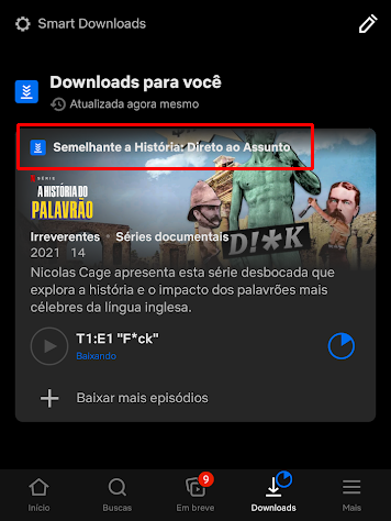 Netflix fará o download automático de sugestões (Imagem: André Magalhães/Captura de tela)