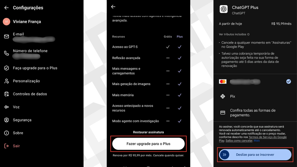 Passos para assinar ChatGPT no Android